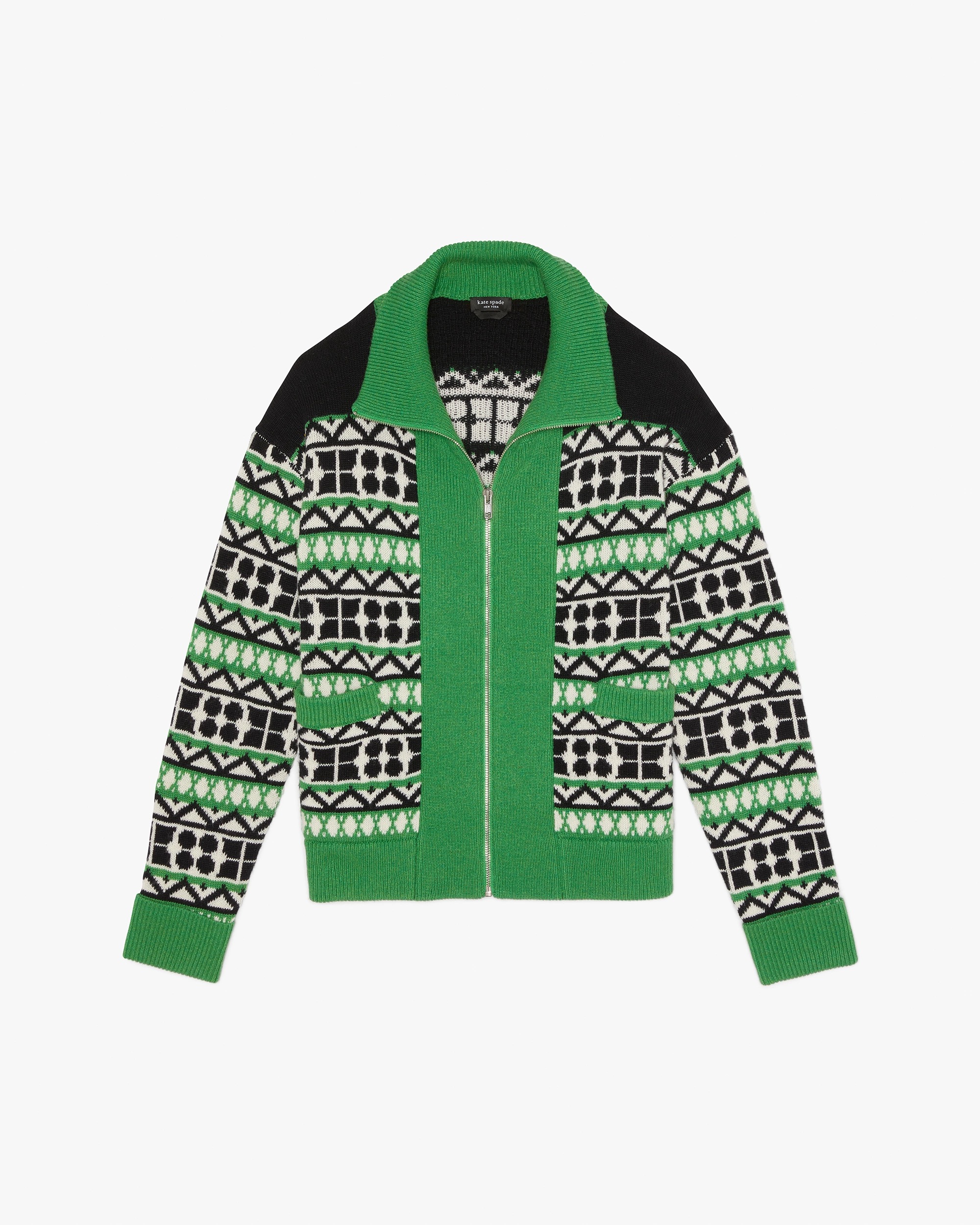 Kate Spade Noel Fair Isle Zip-up Sweater