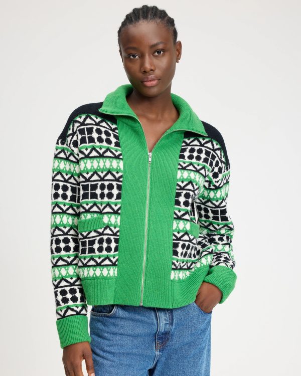 Kate Spade Noel Fair Isle Zip-up Sweater