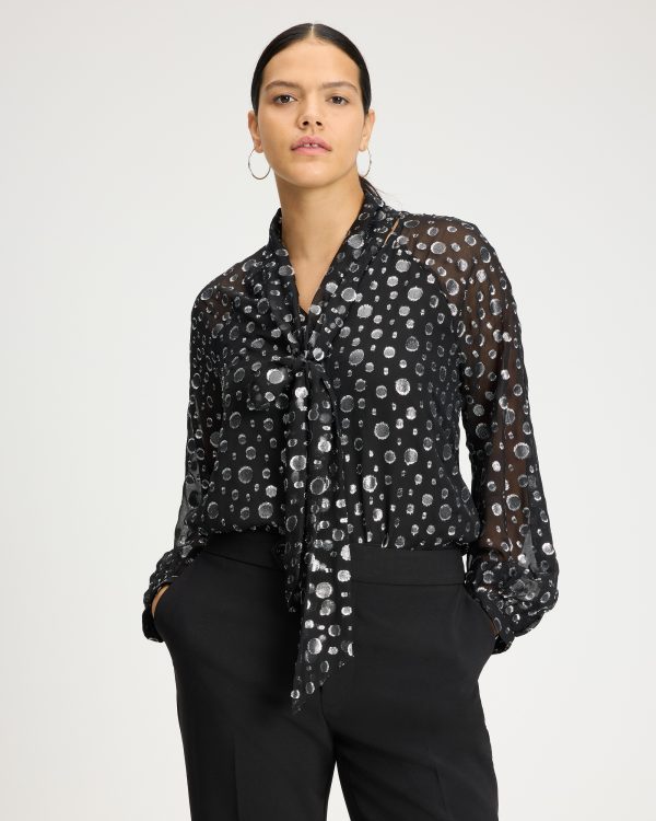 Kate Spade Space Dot Tie-neck Shirt