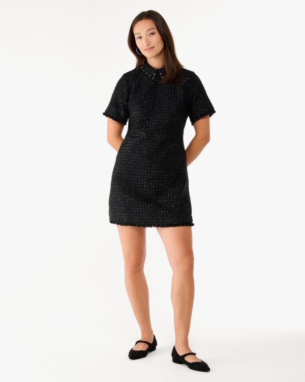 Kate Spade Embellished Collar Holiday Tweed Dress
