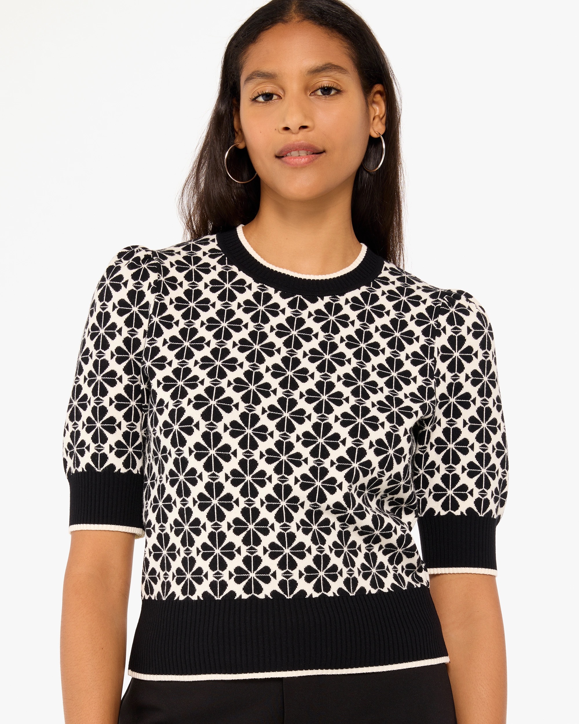 Kate Spade Spade Flower Puff Sleeve Sweater