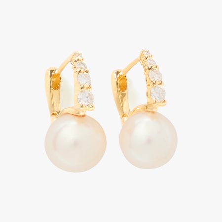 Kate Spade Fine Meant To Be Pearl & Diamond Huggies