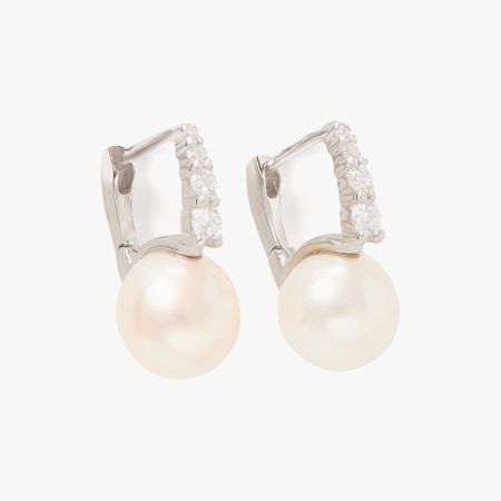 Kate Spade Fine Meant To Be Pearl & Diamond Huggies