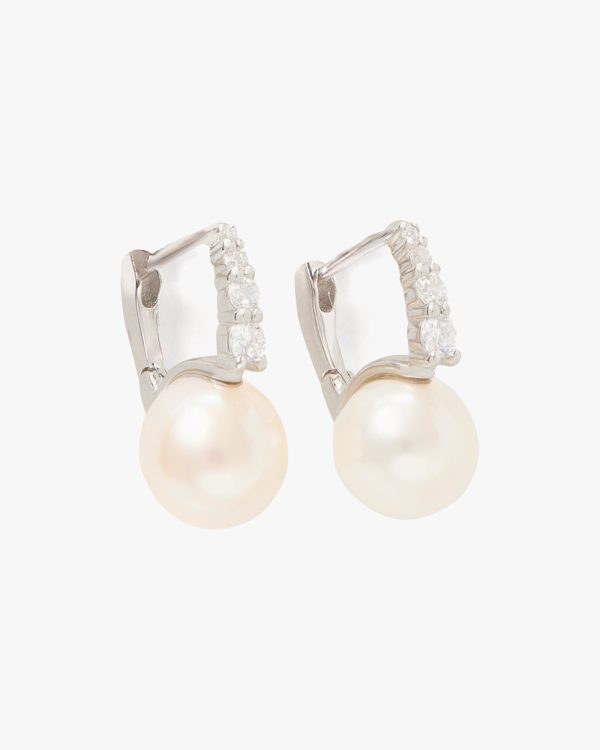 Kate Spade Fine Meant To Be Pearl & Diamond Huggies