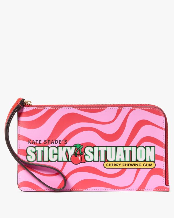 Kate Spade Bubble Gum Medium L-Zip Wristlet