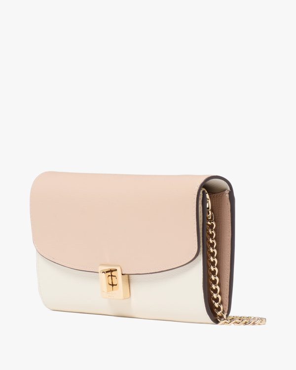 Kate Spade Phoebe Colorblock Refined Grain Leather Turnlock Wallet On A Chain