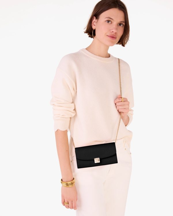 Kate Spade Phoebe Refined Grain Leather Turnlock Wallet On A Chain