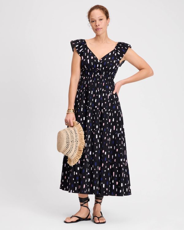 Kate Spade Painterly Strokes Flutter Sleeve Dress