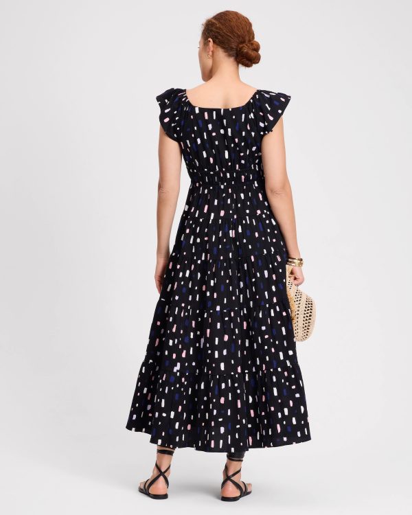 Kate Spade Painterly Strokes Flutter Sleeve Dress