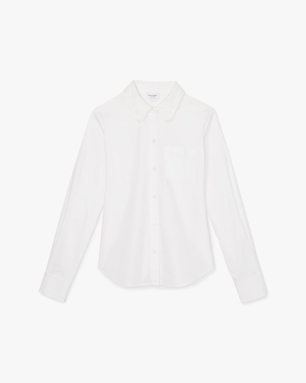 Kate Spade Daisy Lace Collar Button Up Shirt