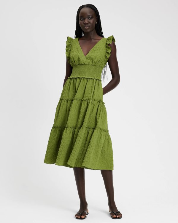 Kate Spade Flutter Sleeve Tiered Midi Dress
