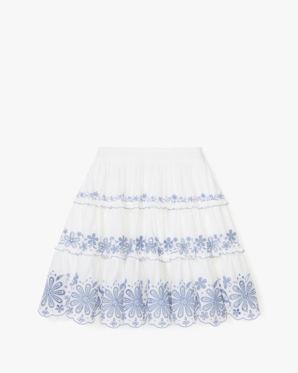Kate Spade Floral Embroidered Tiered Mini Skirt