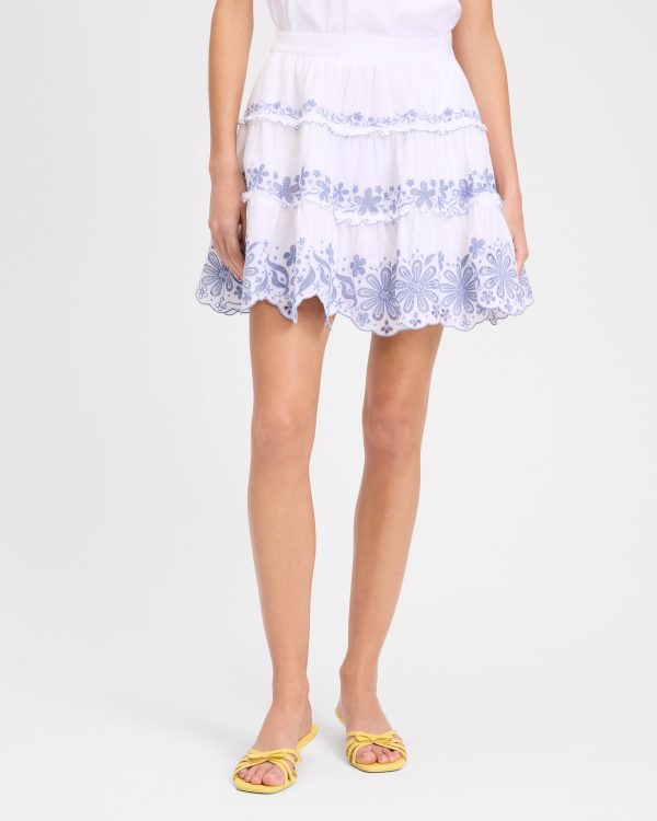Kate Spade Floral Embroidered Tiered Mini Skirt