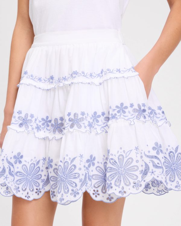Kate Spade Floral Embroidered Tiered Mini Skirt
