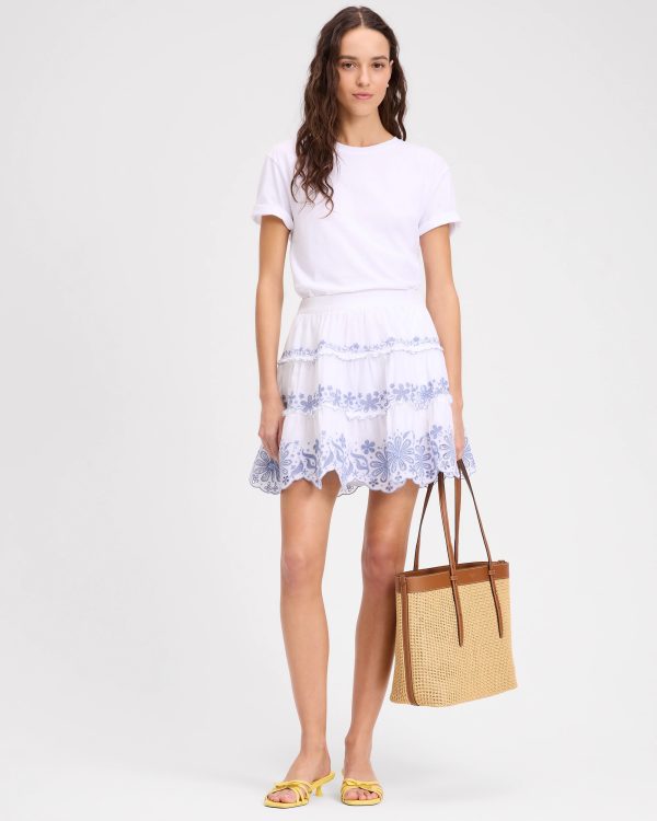 Kate Spade Floral Embroidered Tiered Mini Skirt