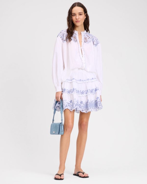Kate Spade Floral Embroidered Tiered Mini Skirt
