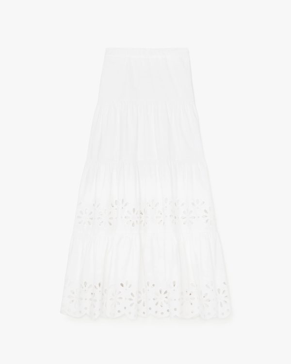 Kate Spade Daisy Eyelet Tiered Maxi Skirt