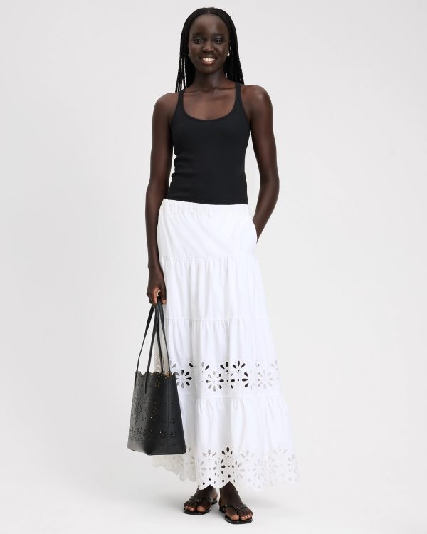 Kate Spade Daisy Eyelet Tiered Maxi Skirt