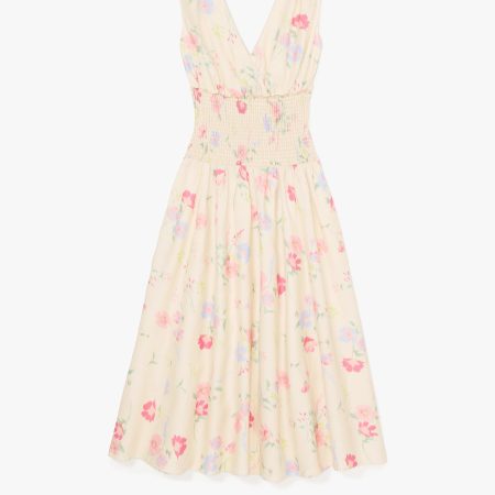 Kate Spade Whimsical Garden Smocked Midi Dress