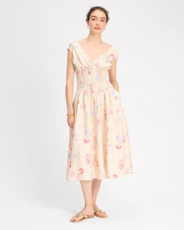 Kate Spade Whimsical Garden Smocked Midi Dress