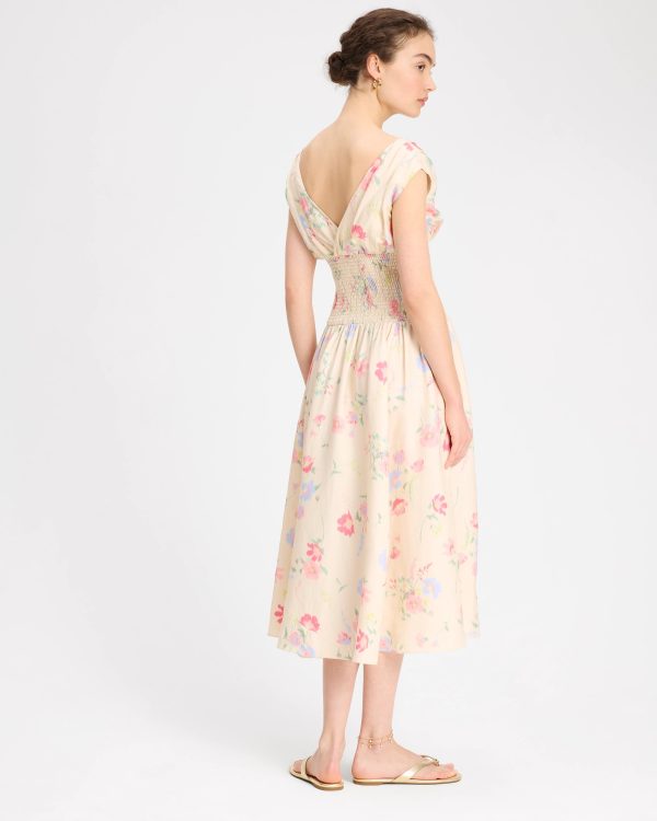 Kate Spade Whimsical Garden Smocked Midi Dress