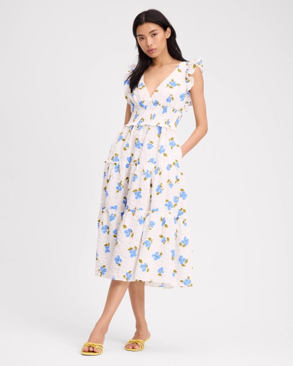 Kate Spade Painterly Bouquet Tiered Midi Dress