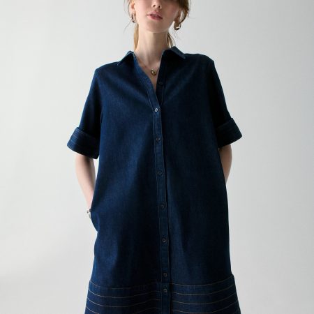 Kate Spade Denim Trapunto Mini Shirt Dress