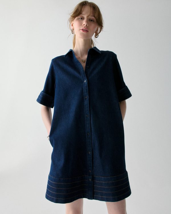 Kate Spade Denim Trapunto Mini Shirt Dress