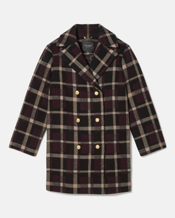 Kate Spade Plaid Double Breasted Coat