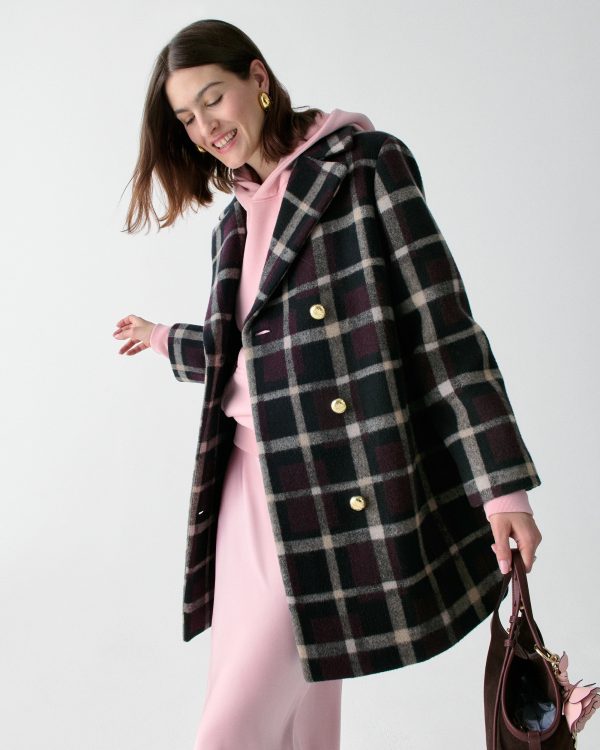 Kate Spade Plaid Double Breasted Coat