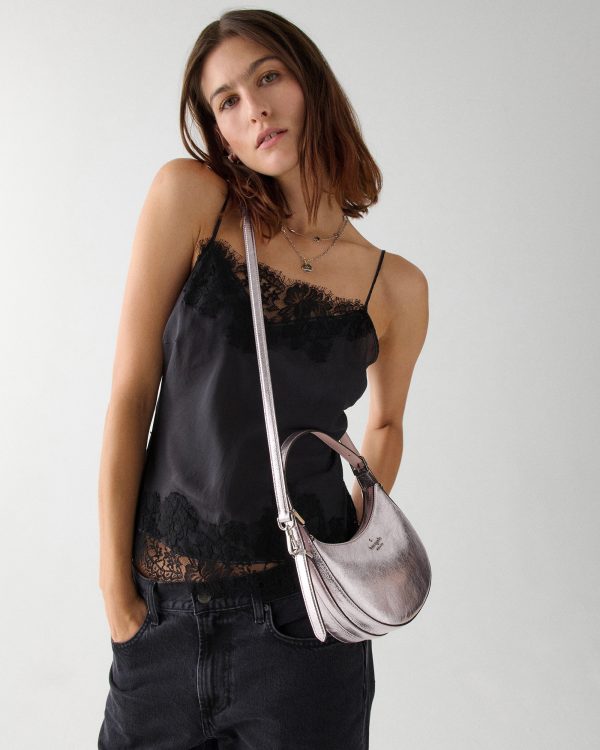Kate Spade Nova Crinkle Metallic Small Crescent Shoulder Bag