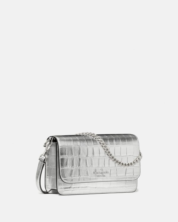 Kate Spade Madison Croc Embossed Willow Mini Flap Crossbody