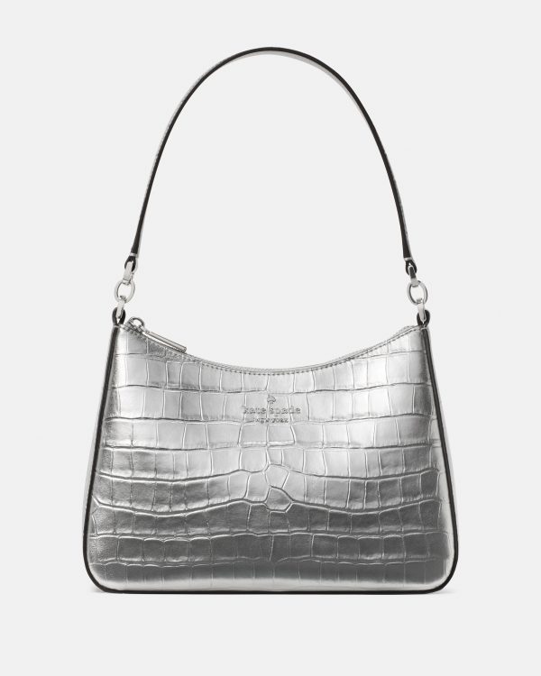 Kate Spade Margot Metallic Croc Embossed Medium Shoulder Bag