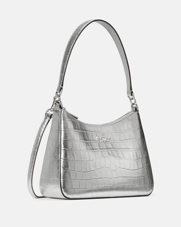 Kate Spade Margot Metallic Croc Embossed Medium Shoulder Bag