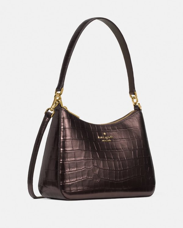 Kate Spade Margot Metallic Croc Embossed Medium Shoulder Bag