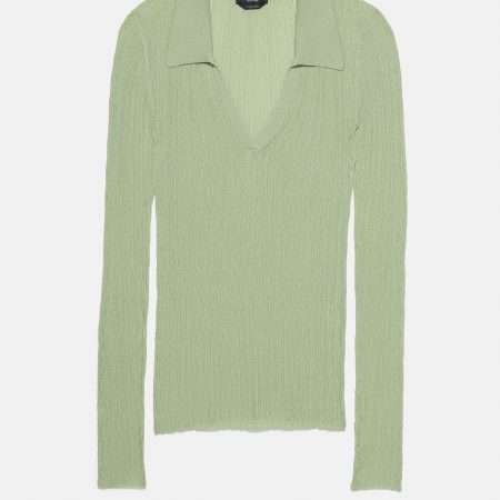 Kate Spade Sheer Long Sleeve Ribbed Polo