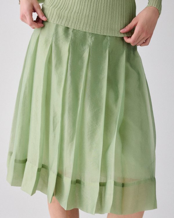 Kate Spade Crinkled Organza Pleated Skirt