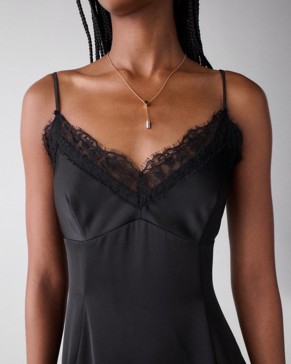 Kate Spade Lace Trim Satin Slip Dress