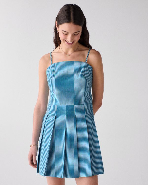 Kate Spade Gingham Open Back Pleated Dress