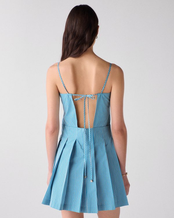 Kate Spade Gingham Open Back Pleated Dress