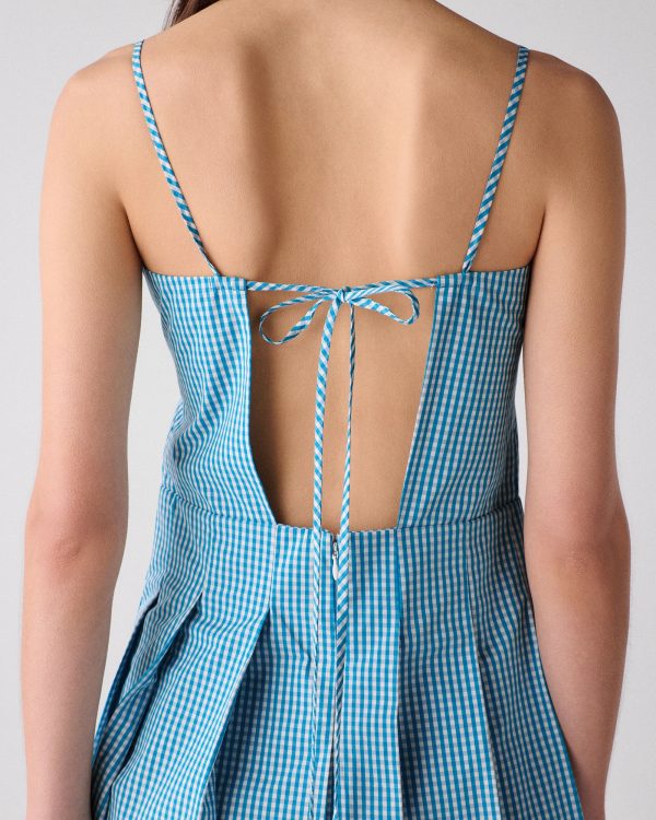Kate Spade Gingham Open Back Pleated Dress