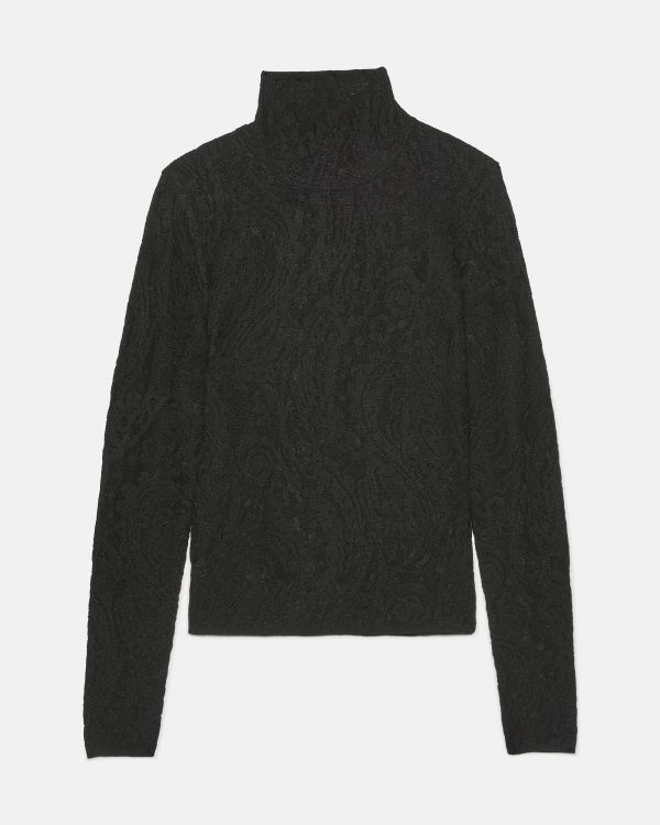 Kate Spade Lace Knit Turtleneck Top