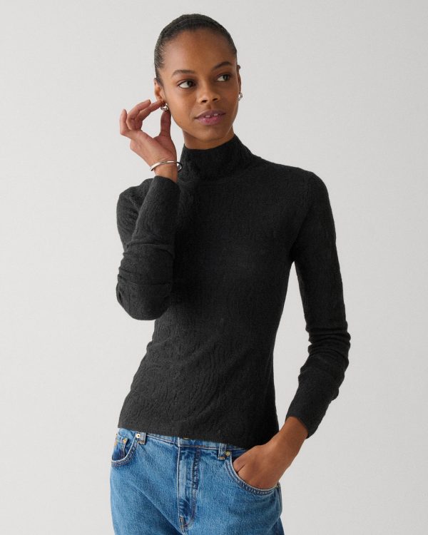 Kate Spade Lace Knit Turtleneck Top