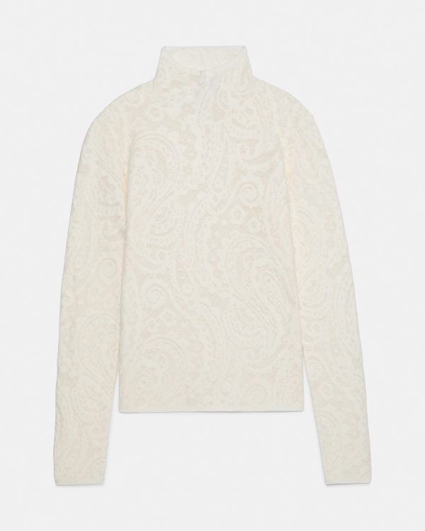 Kate Spade Lace Knit Turtleneck Top