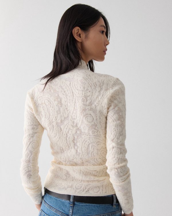 Kate Spade Lace Knit Turtleneck Top