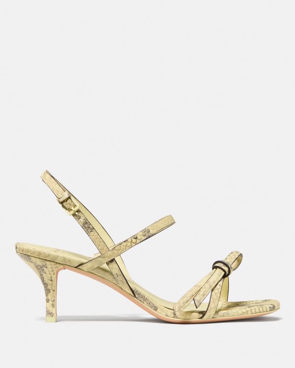 Kate Spade Loop Snakeskin Kitten Heel Sandals