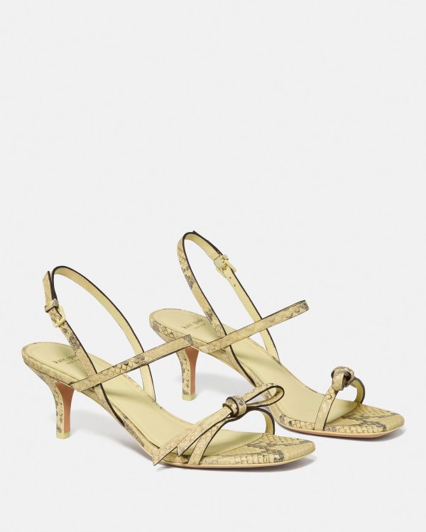 Kate Spade Loop Snakeskin Kitten Heel Sandals