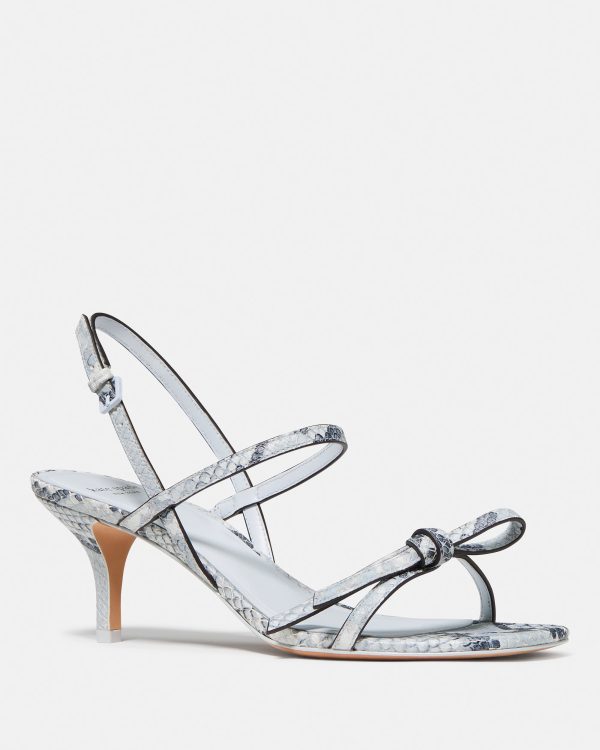 Kate Spade Loop Snakeskin Kitten Heel Sandals