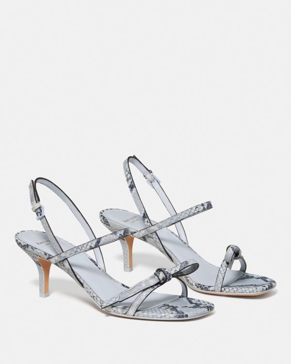 Kate Spade Loop Snakeskin Kitten Heel Sandals