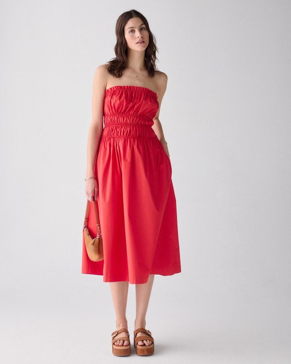 Kate Spade Smocked Strapless Midi Dress